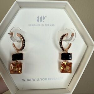 Chic Gold and Black Gemstone Earrings